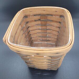 Longaberger 1990s Handwoven Square Basket Plastic Liner 6x5 shabby chic cottage